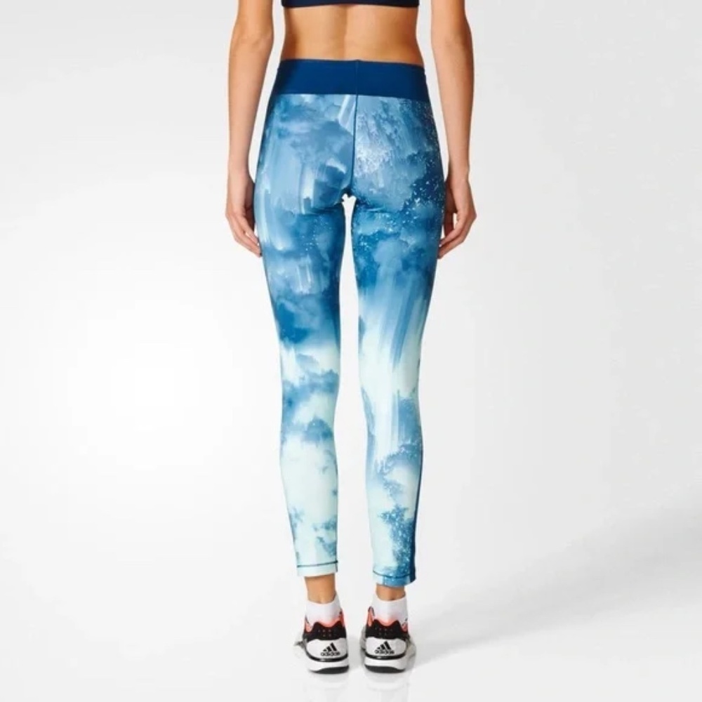 Adidas Climalite Moisture Wicking Capri Gym Blue Abstract Capri Leggings Size S - Picture 12 of 12